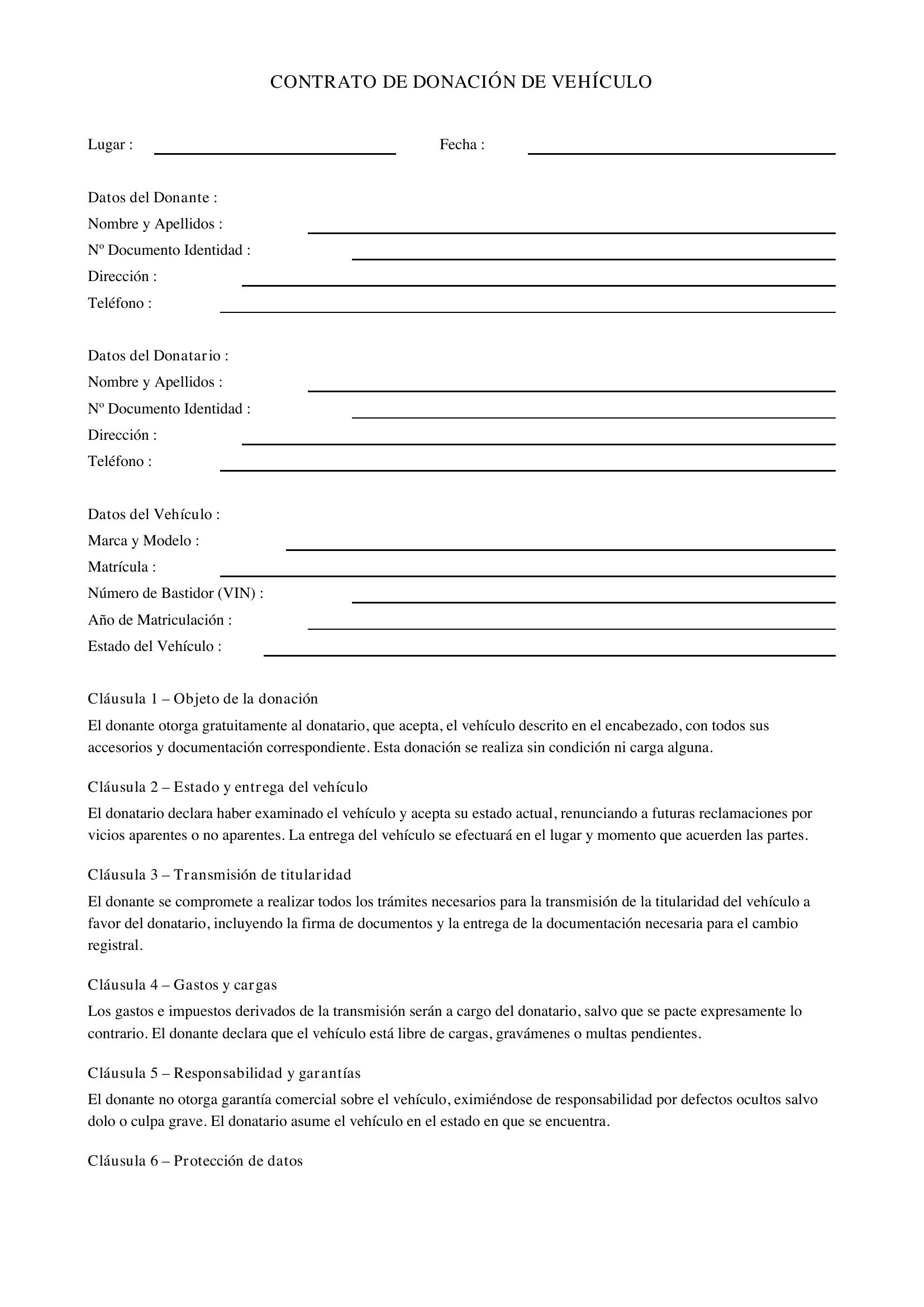 Contrato Donacion Vehiculo