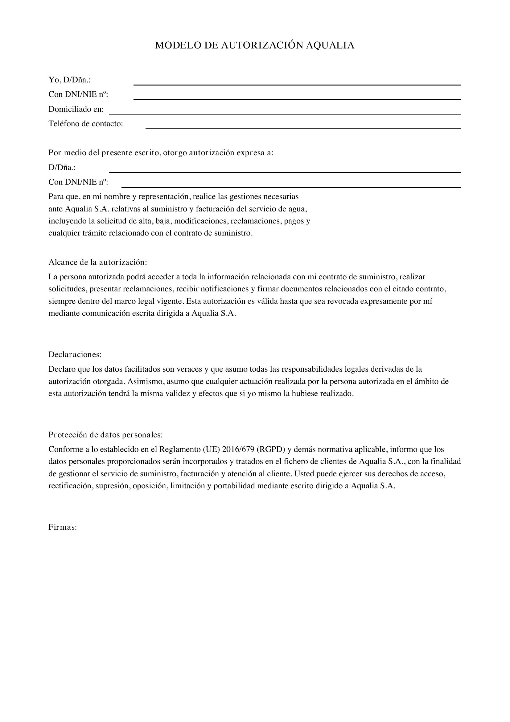 Modelo Autorización Aqualia